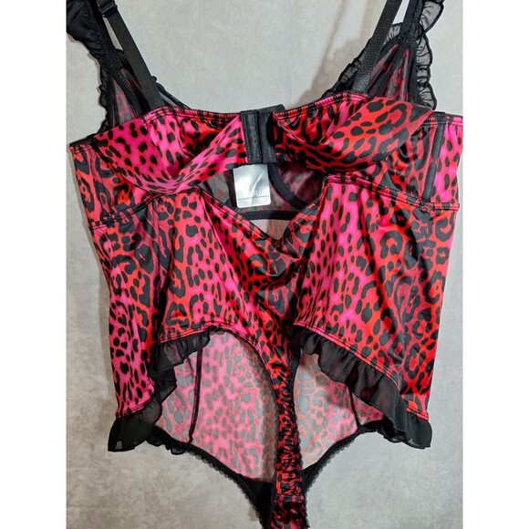 Torrid Betsy Johnson Leopard Print Satin Bodysuit Plus Sz 2x 18-20 V-Day Sexy - Picture 11 of 12